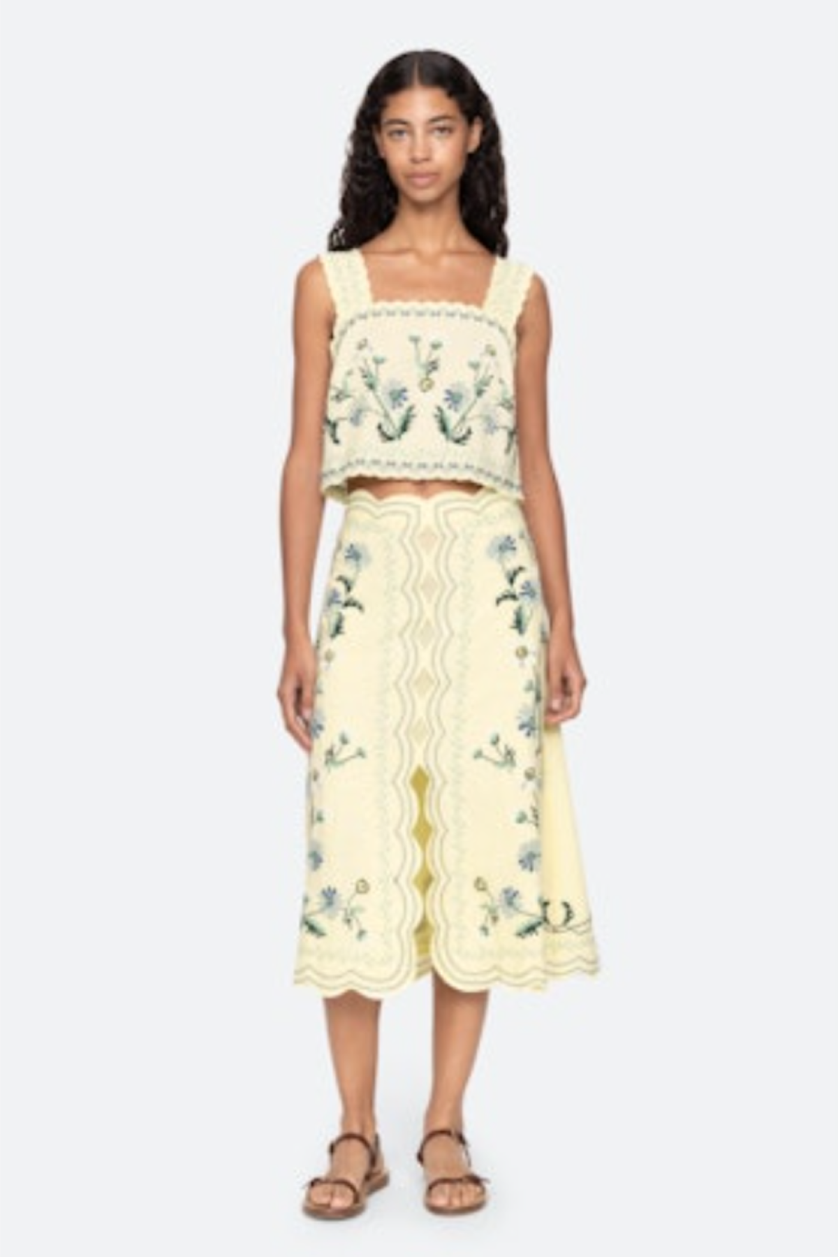 Audra Embroidery Skirt in Butter