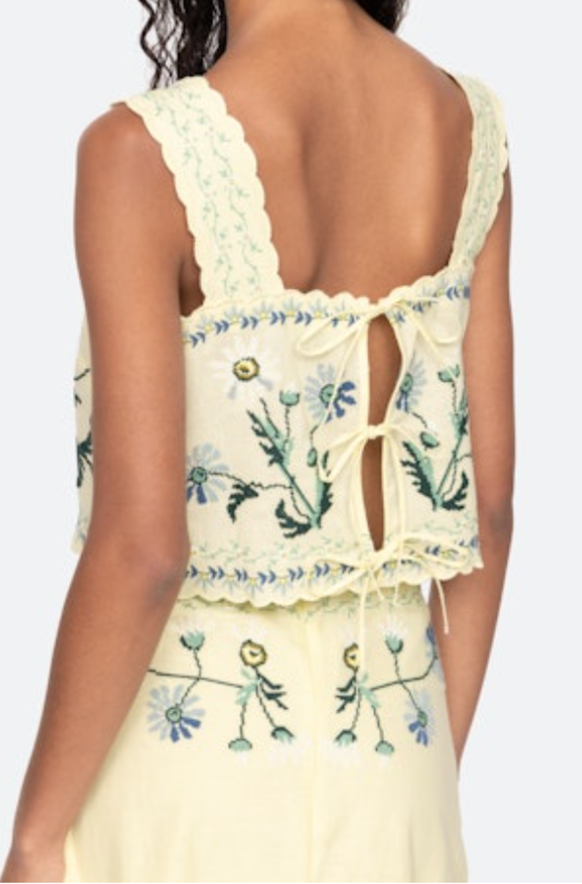 Audra Embroidery Tank Top in Butter