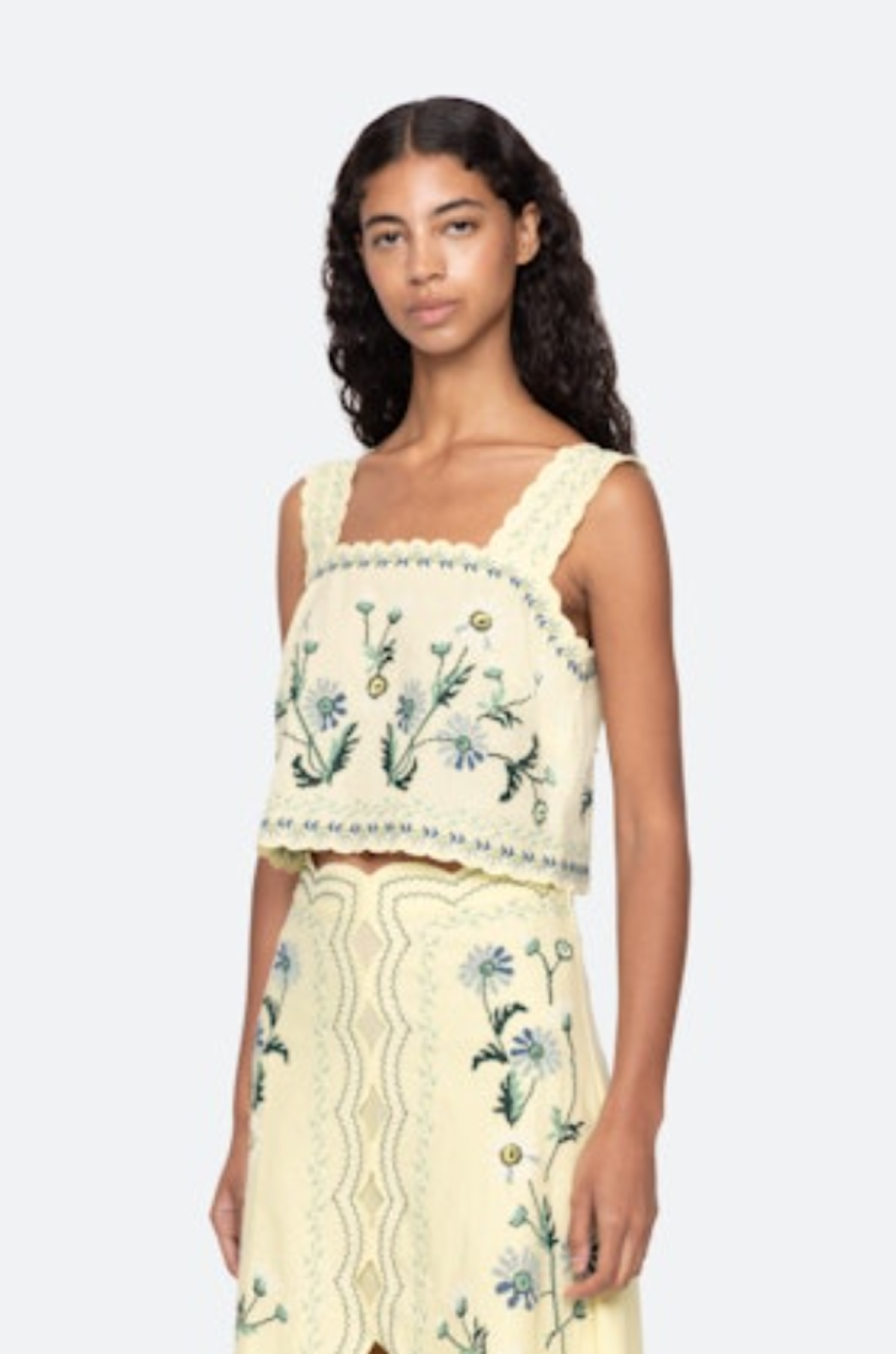 Audra Embroidery Tank Top in Butter