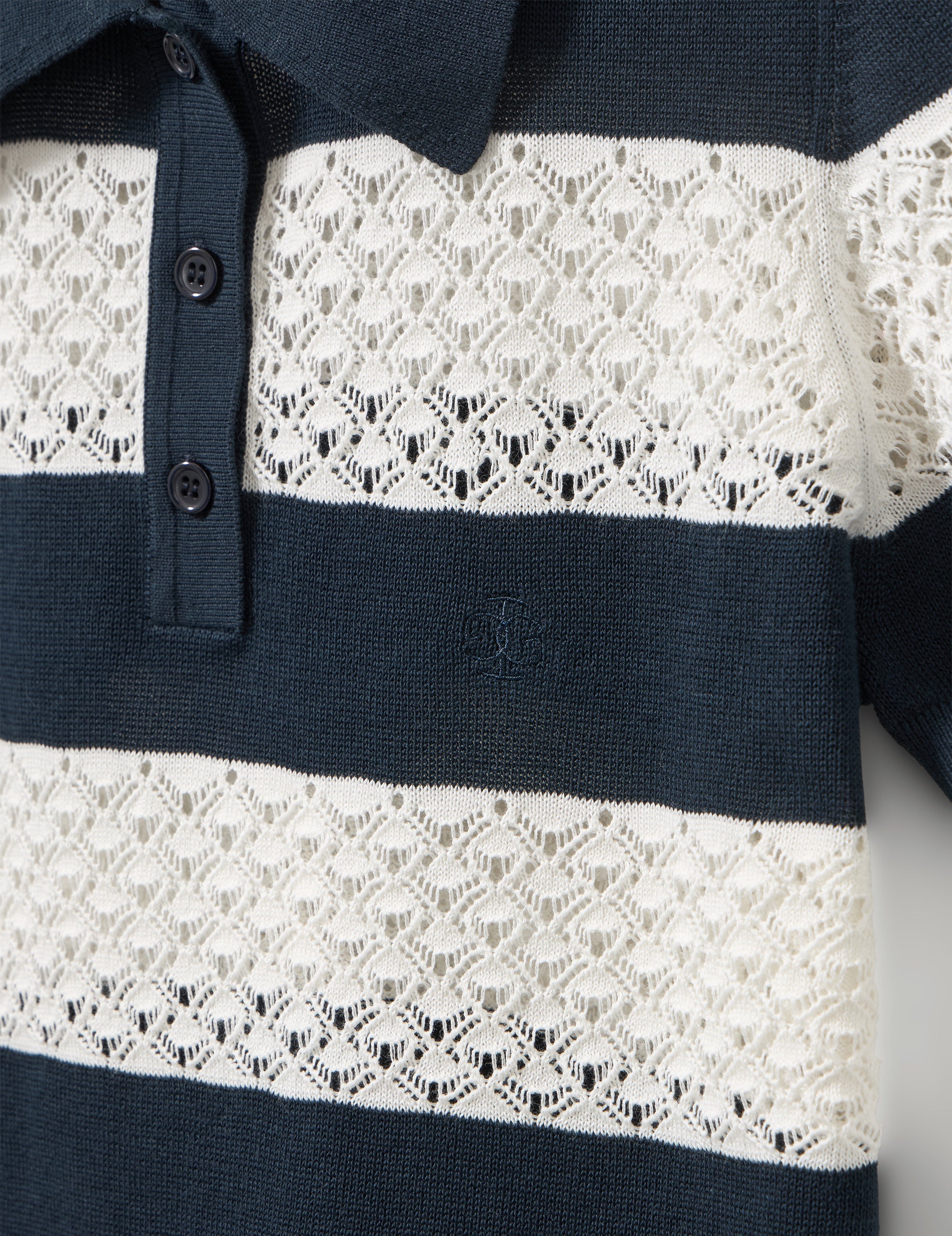 Tanzania Logo Polo in Navy/Cream Stripe