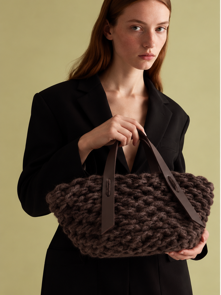 Bella Midi Mohair Bag in Chocolate