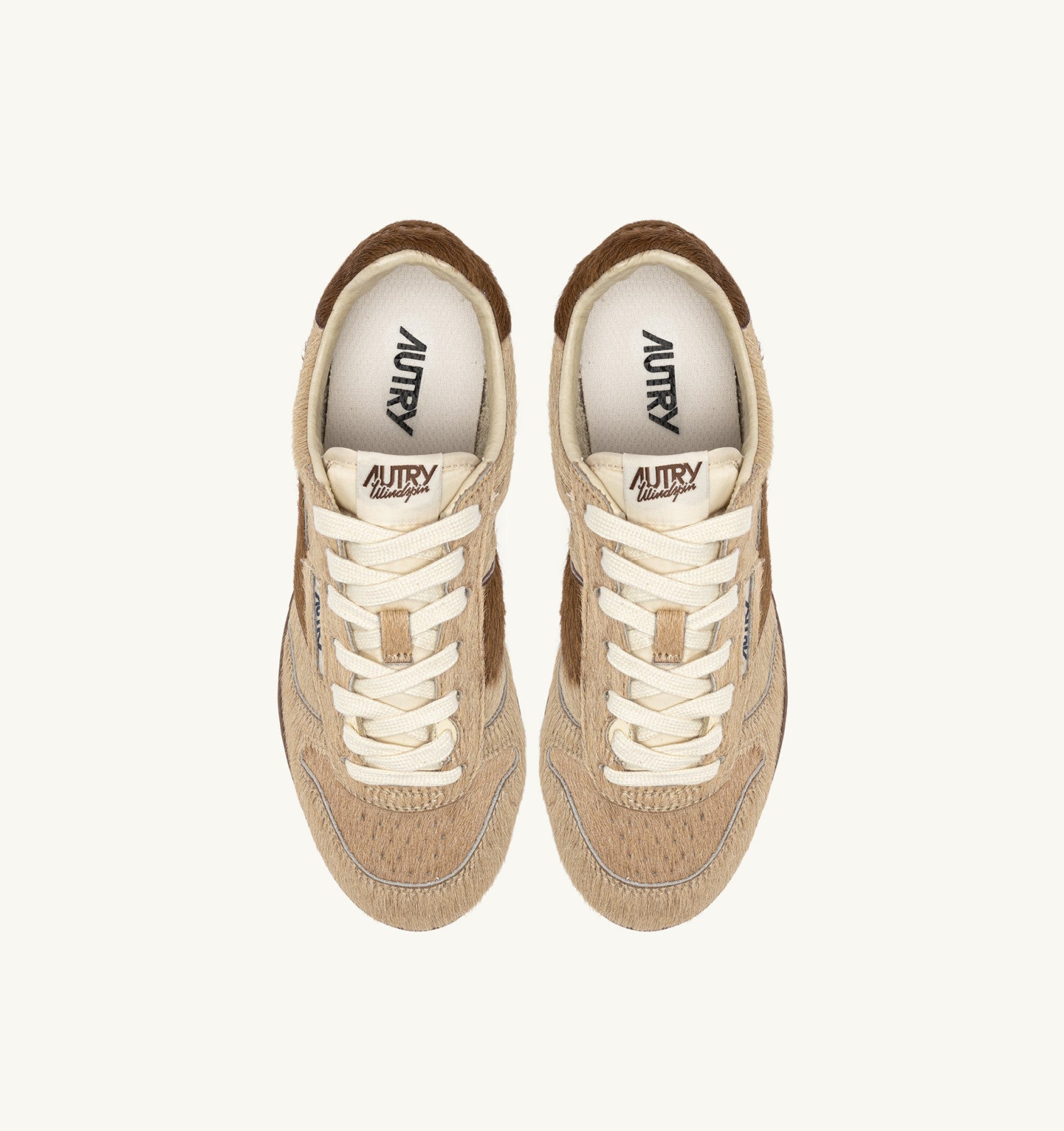 Windspin Sneakers In Beige And Brown Pony Hair Effect