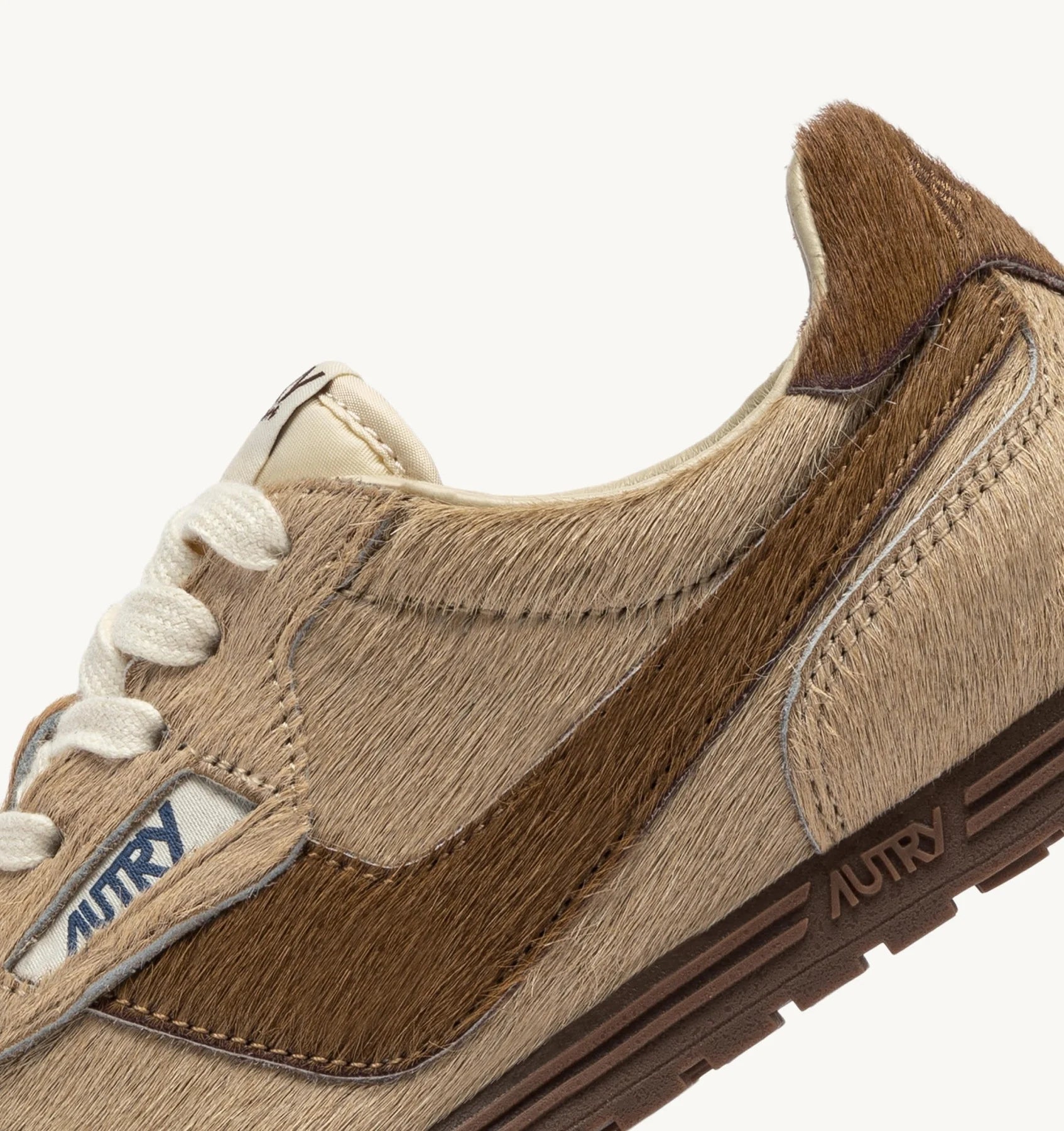Windspin Sneakers In Beige And Brown Pony Hair Effect