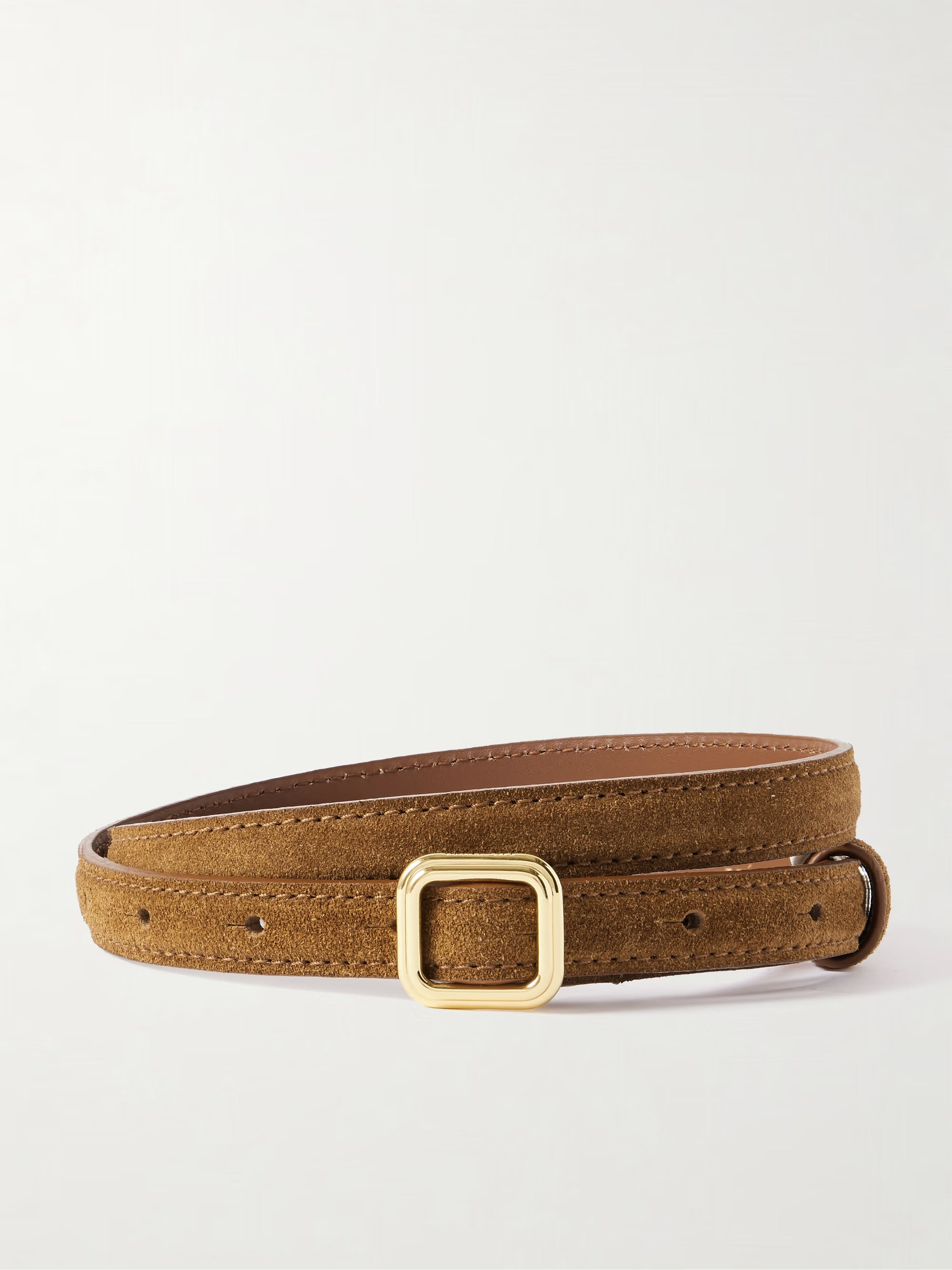 The Georgia Slim Belt in Suede Brown